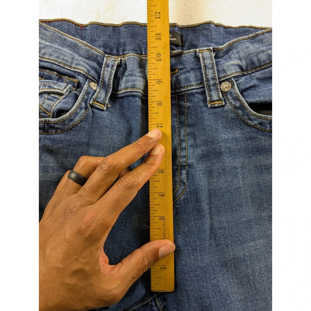 True Religion‎ Ricky Relaxed Straight Leg Jeans Distressed Denim Mens Size 33